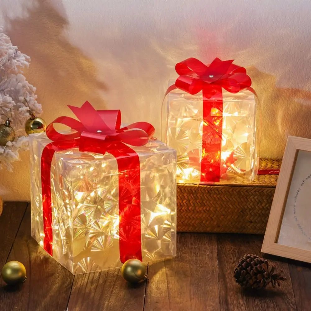 LED Christmas Gift Box with 100 Warm White Lights