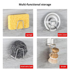 Space-saving stainless steel sponge holder for sinks