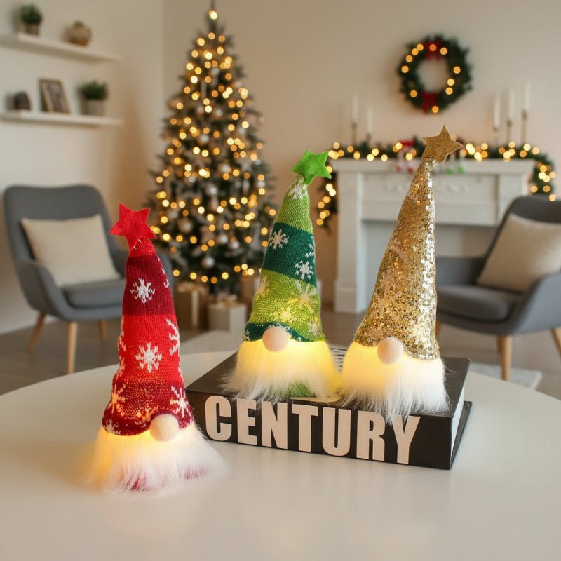 Luminous Christmas doll with warm, yellow glow for festive decoration