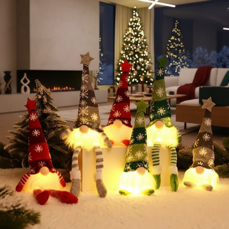 Luminous Christmas doll with warm, yellow glow for festive decoration
