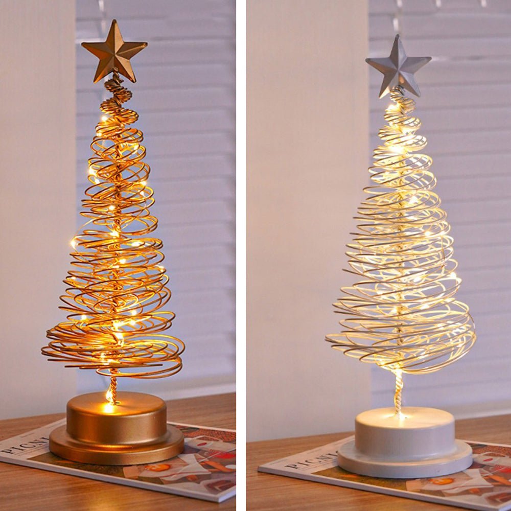 LED Christmas Tree with Spiral Design and Star Accent (33 cm)