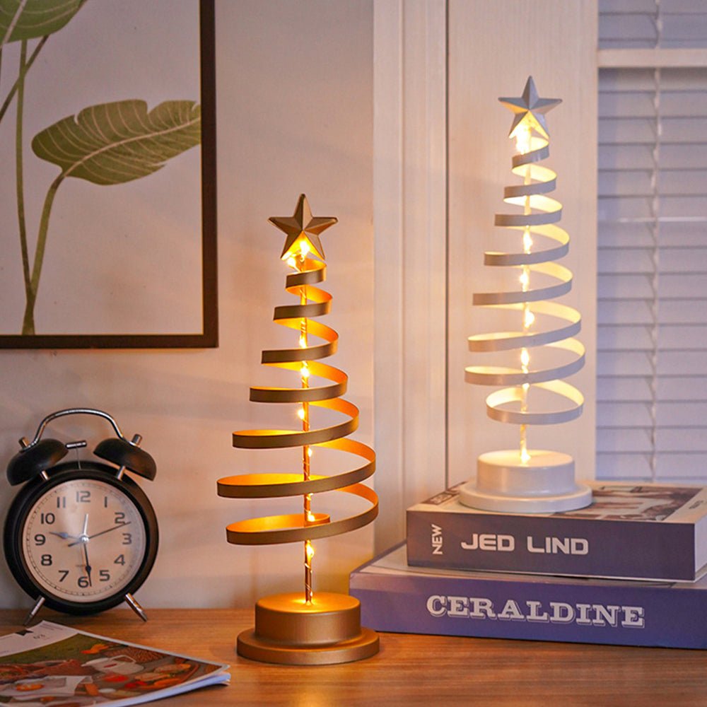 LED Christmas Tree with Spiral Design and Star Accent (33 cm)