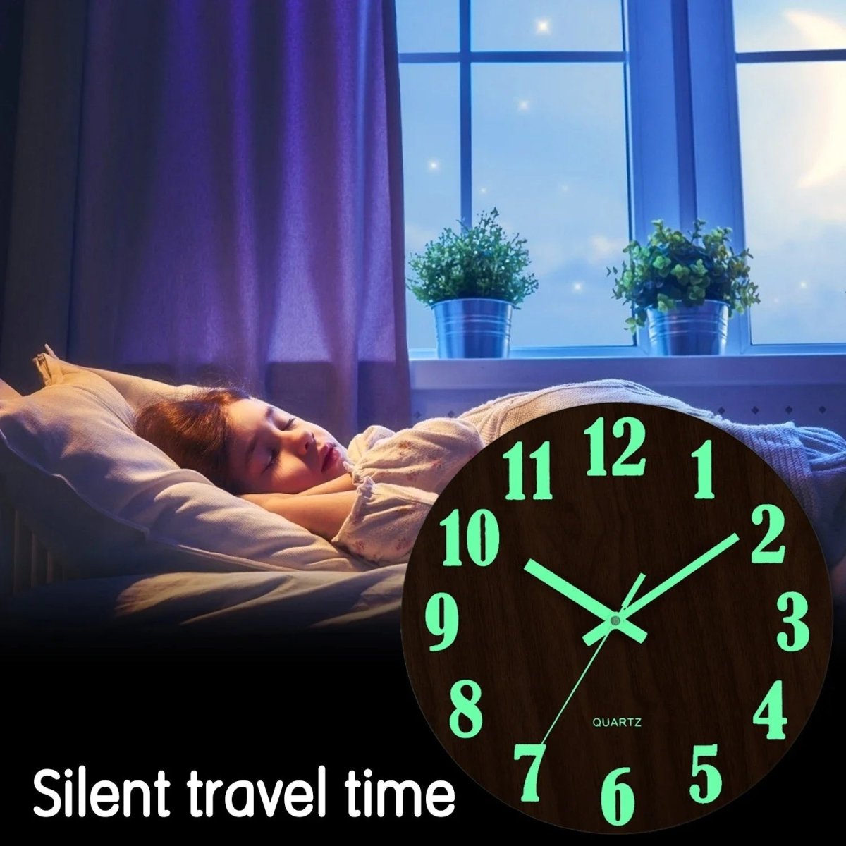 Stylische leuchtende digitale Wanduhr für das Schlafzimmer