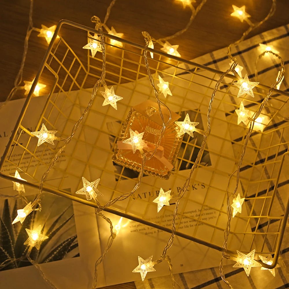 LED string lights with warm glow & colorful sparkle