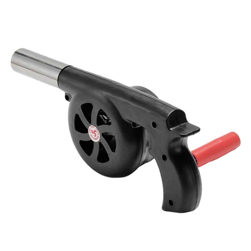 Portable hand crank barbecue fan for easy outdoor firing up