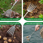 Garden rake made of stainless steel — Sturdy hand rake with non-slip grip