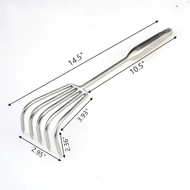 Garden rake made of stainless steel — Sturdy hand rake with non-slip grip