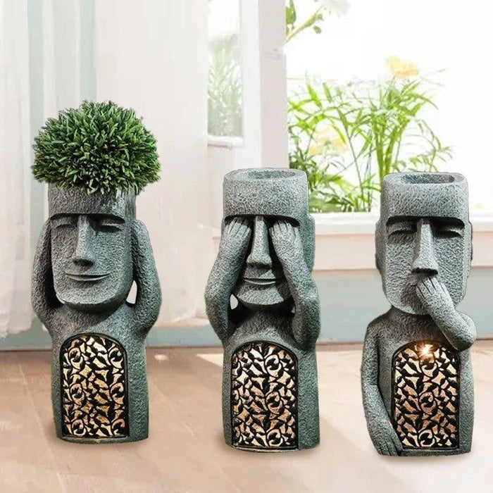 GardenDecor - Artistic Flower Pot with Solar LED Light