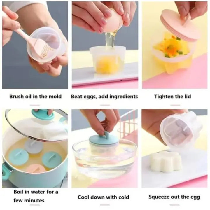 Cooked Egg Mold Set | Funny Breakfast Eggs (4 pcs. + Brush)