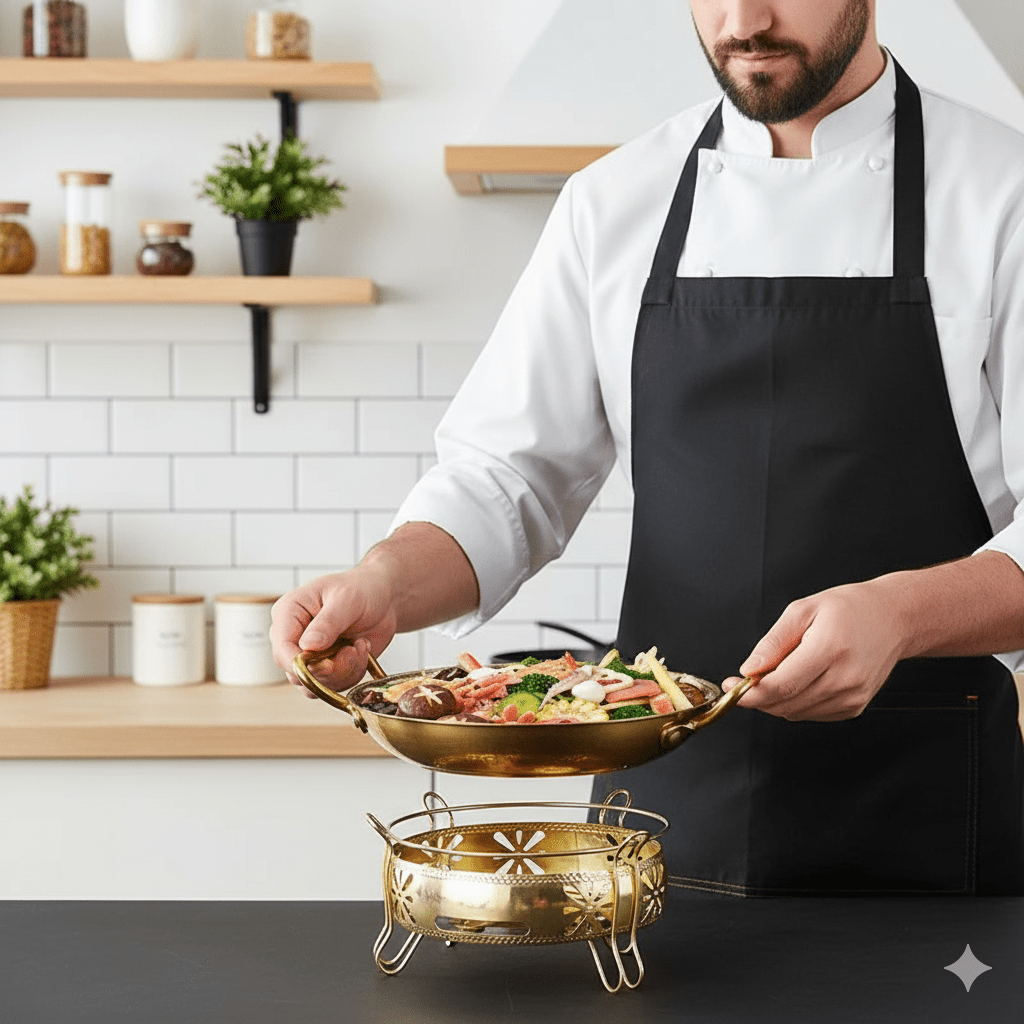 Hammered stainless steel pot for frying, sauces & versatile cooking