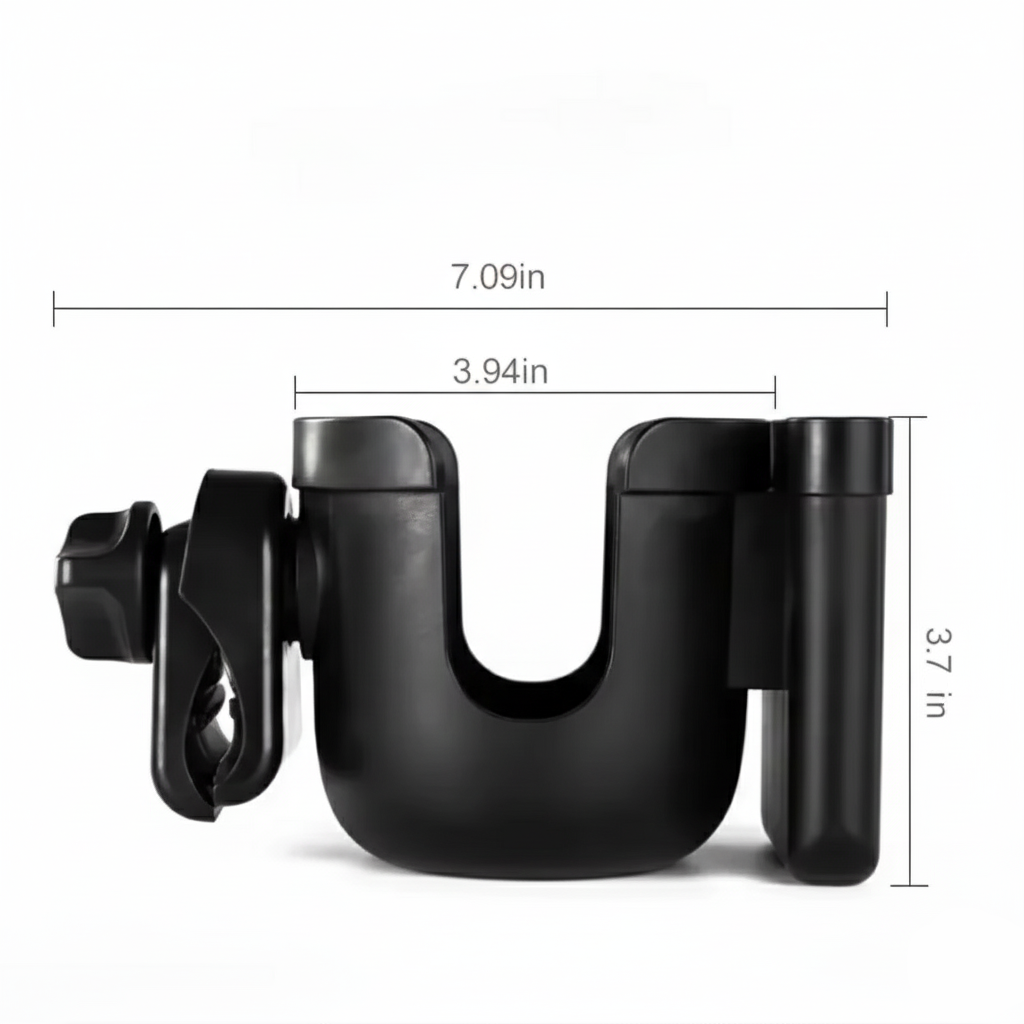 Universal Stroller Cup and Phone Holder with Secure Anti-Slip Grip