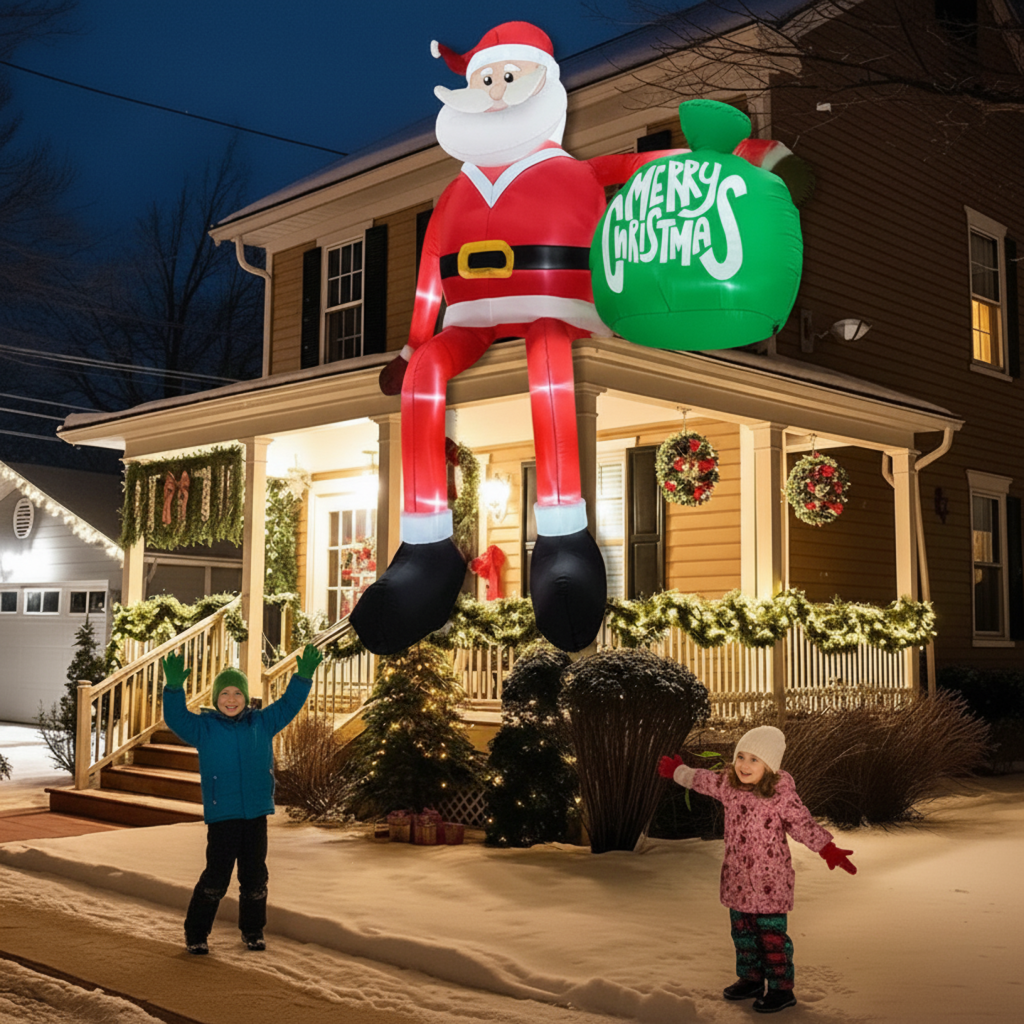 Giant 8FT LED Inflatable Climbing Santa | Premium, Waterproof Outdoor Christmas Decor