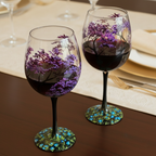Hand Painted Four Seasons Tree Wine Glasses | Unique Art
