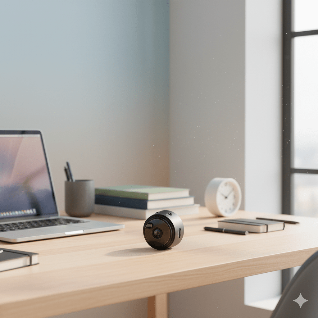 Compact security camera with night vision & app control