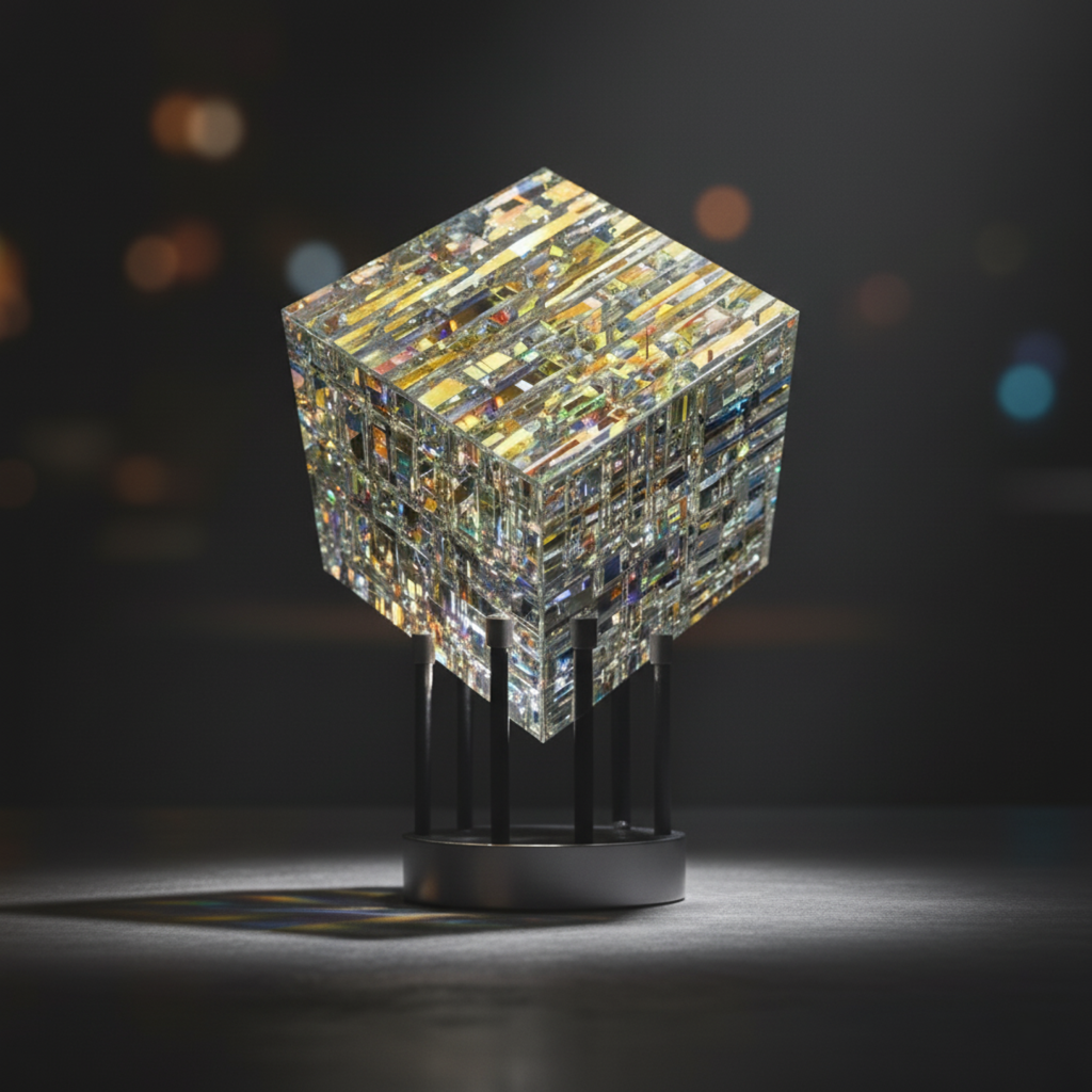 ChromaticCube Crystal Rainbow Refraction Art | Modern Desk Decor & Centerpiece