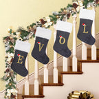 Personalized Velvet Christmas Stocking with Monogram – Modern Gray Design