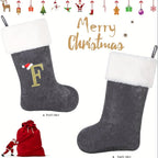 Personalized Velvet Christmas Stocking with Monogram – Modern Gray Design