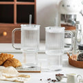 Ribbed Borosilicate Glass Cup — Heat Resistant with Spill PRedection