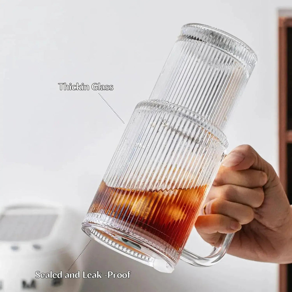 Ribbed Borosilicate Glass Cup — Heat Resistant with Spill PRedection