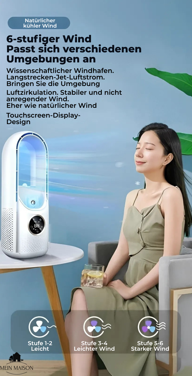 BrisaFlow Table Air Cooler | 3-in-1 Cooling & Humidification | Bladeless Design | USB & Timer