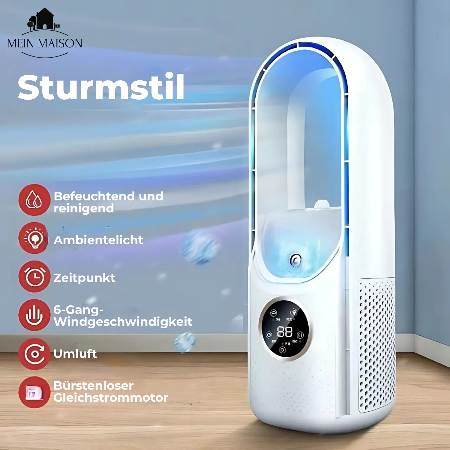 BrisaFlow Table Air Cooler | 3-in-1 Cooling & Humidification | Bladeless Design | USB & Timer