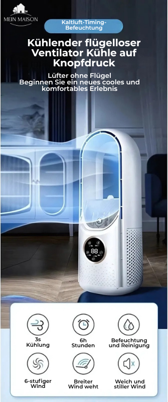 BrisaFlow Table Air Cooler | 3-in-1 Cooling & Humidification | Bladeless Design | USB & Timer