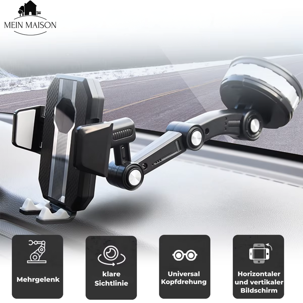 Auto GripTech Handy Holder with Strong Suction Cup and 360° Rotation