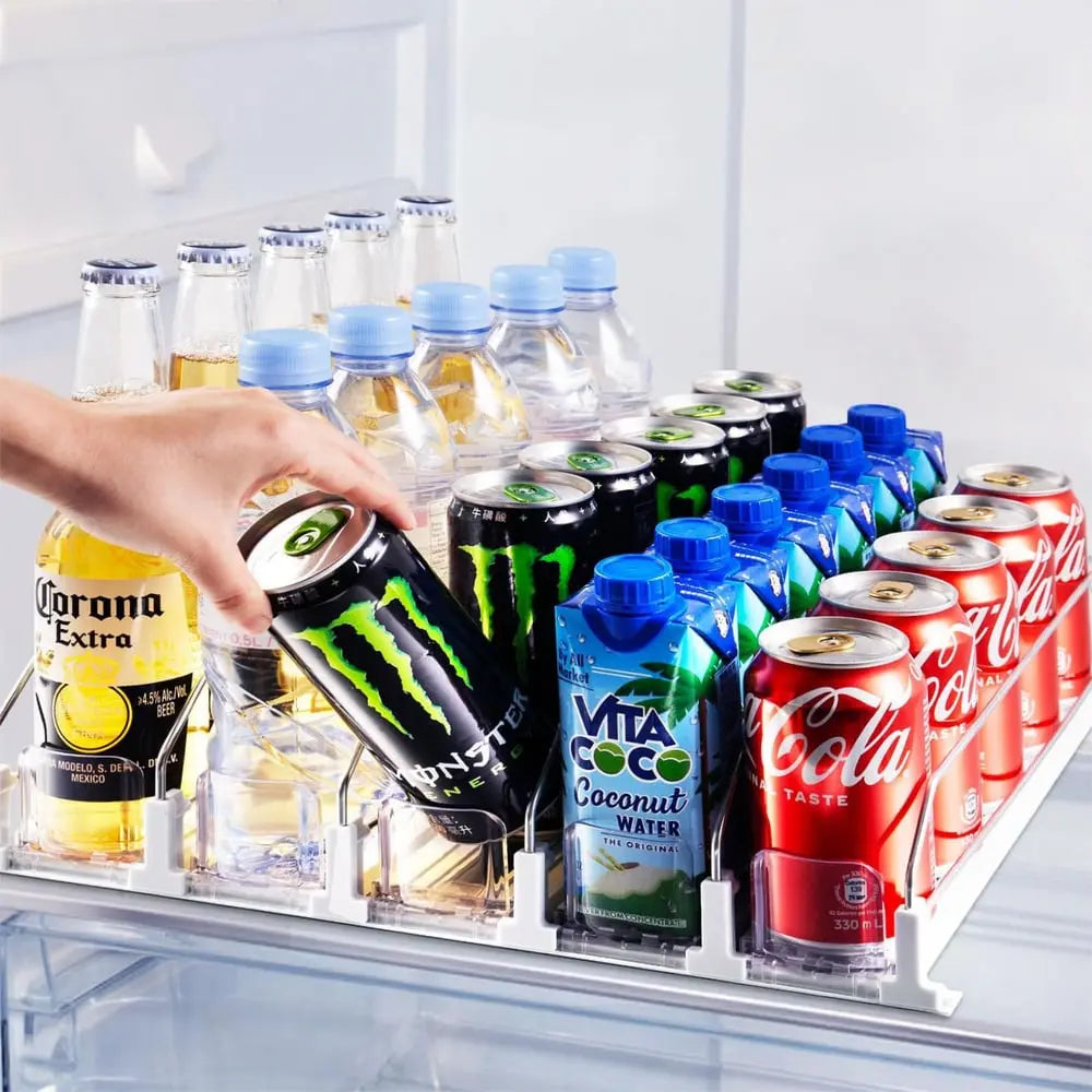 Drink Organizer for Refrigerator – Adjustable with Automatic Feed