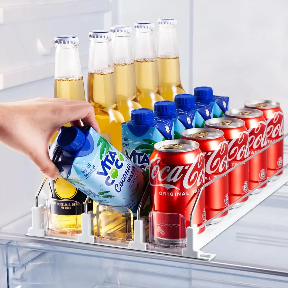 Drink Organizer for Refrigerator – Adjustable with Automatic Feed