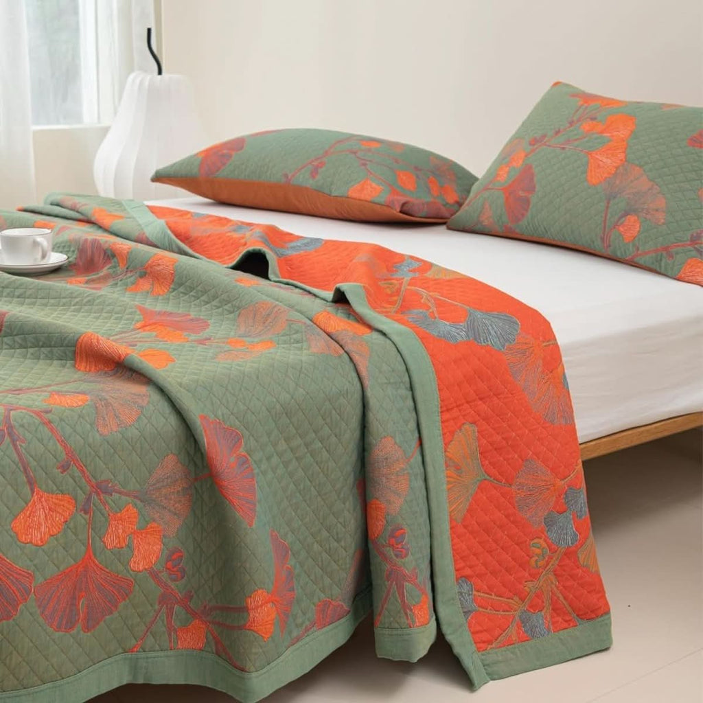 Cotton Bedding Set with Botanical Design