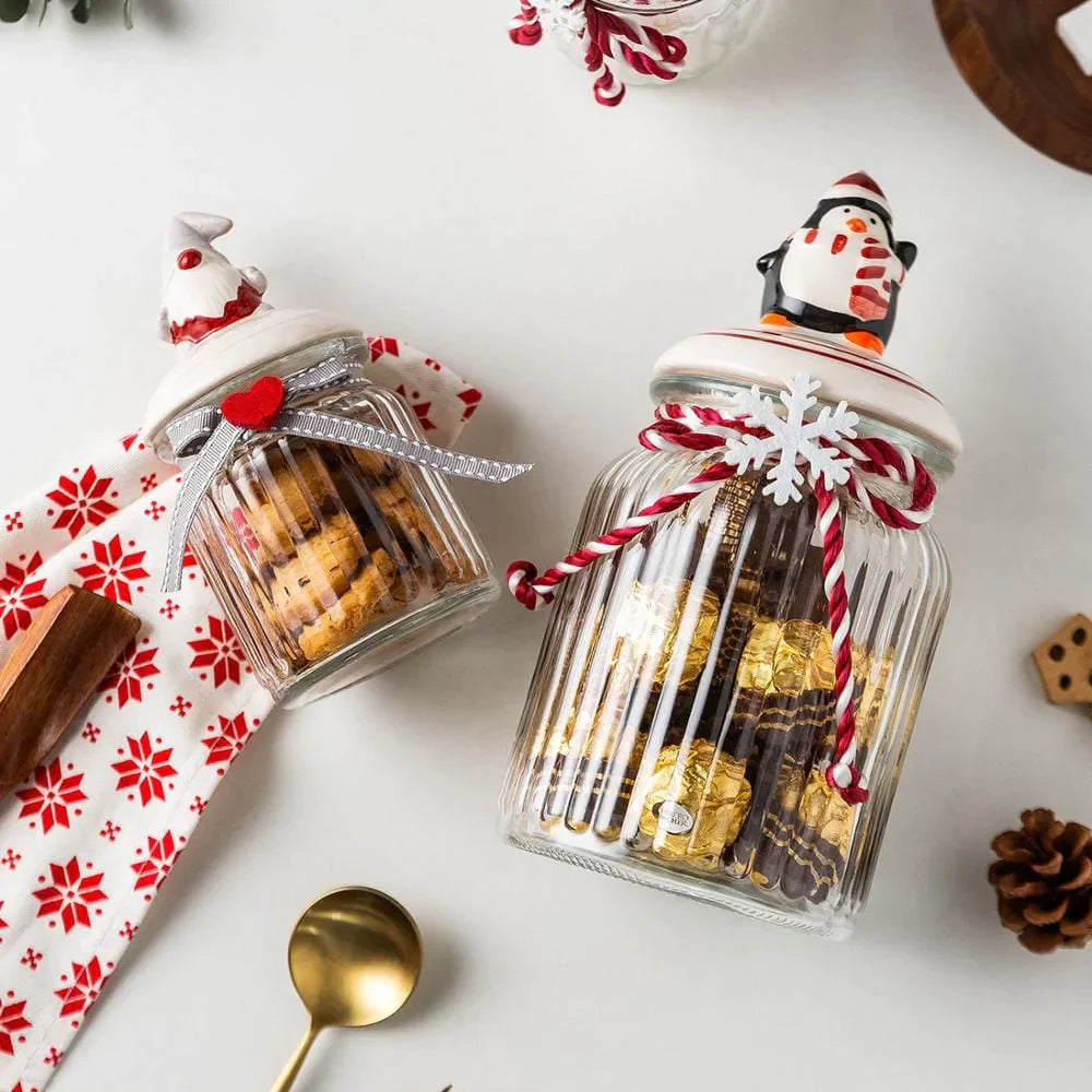 Glass candy storage jar