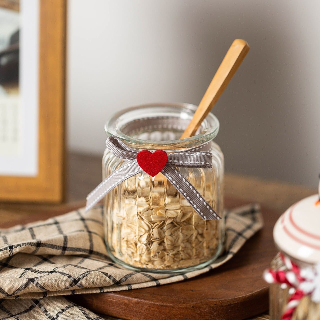 Glass candy storage jar