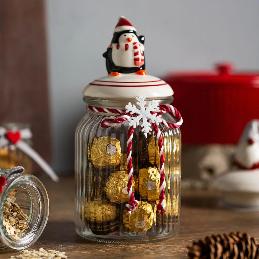 Glass candy storage jar