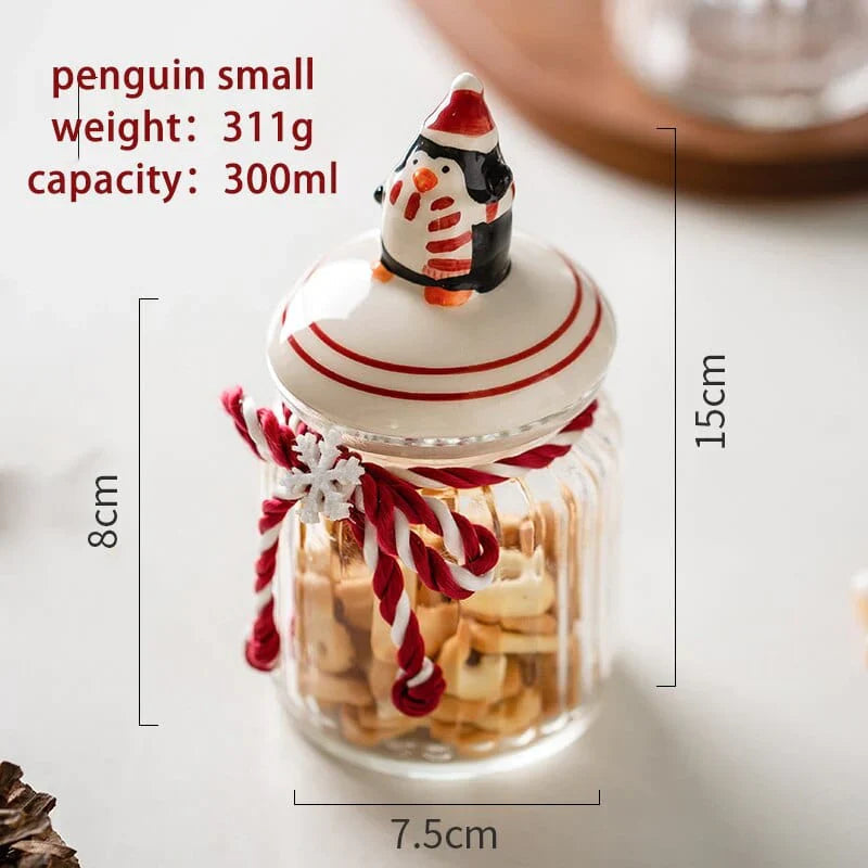 Glass candy storage jar