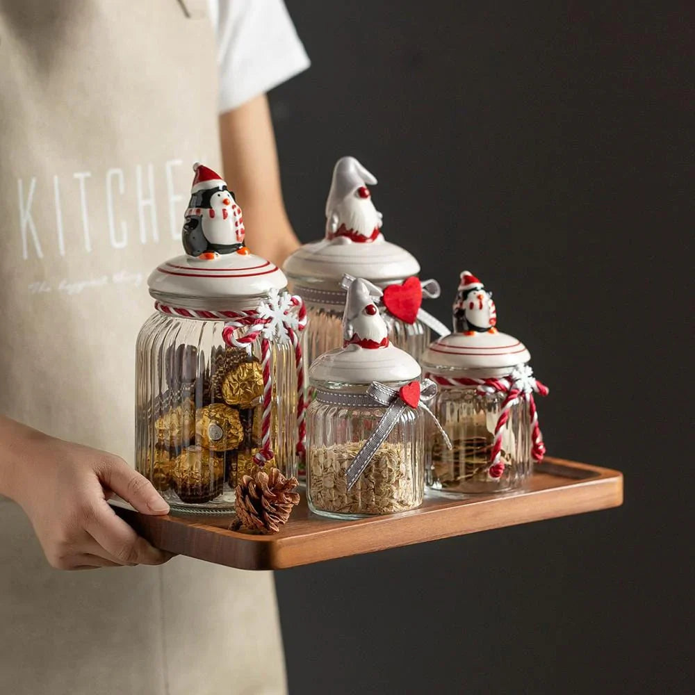 Glass candy storage jar