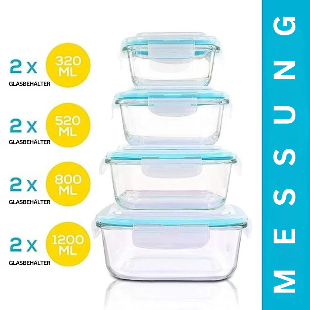 Glass Fresh Storage Containers Set – Airtight Storage Containers with Lid for Kitchen & Meal Prep