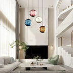 Modern Glass Ceiling Lamp with Integrated LED Lighting