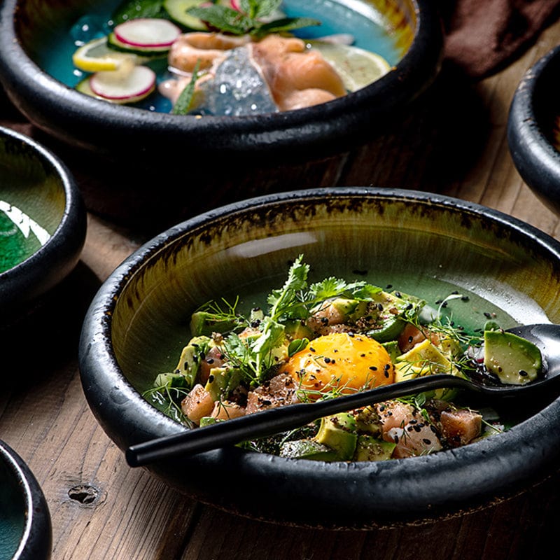 Glazed river deep plates