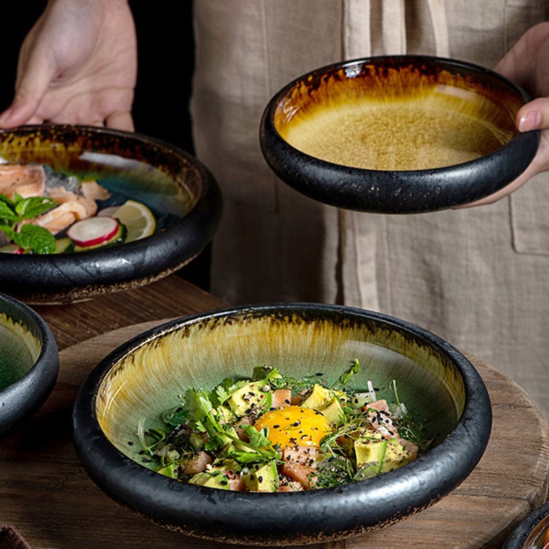 Glazed river deep plates
