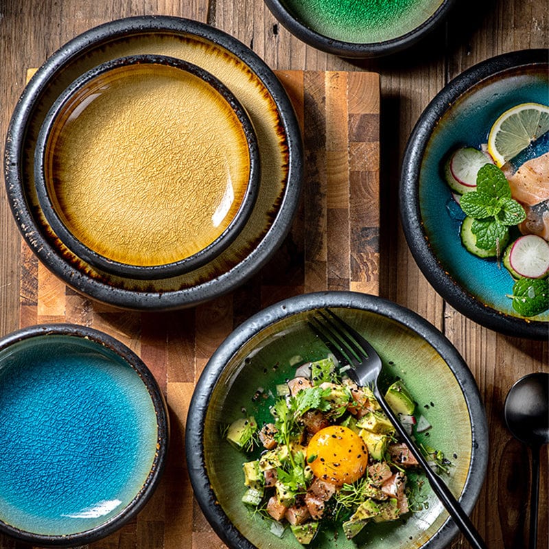 Glazed river deep plates
