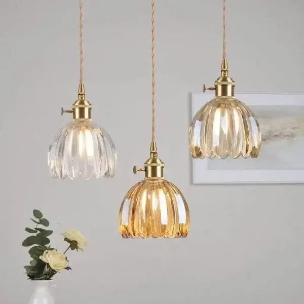 Elegant Glass Hanging Lamp in Flower Shape