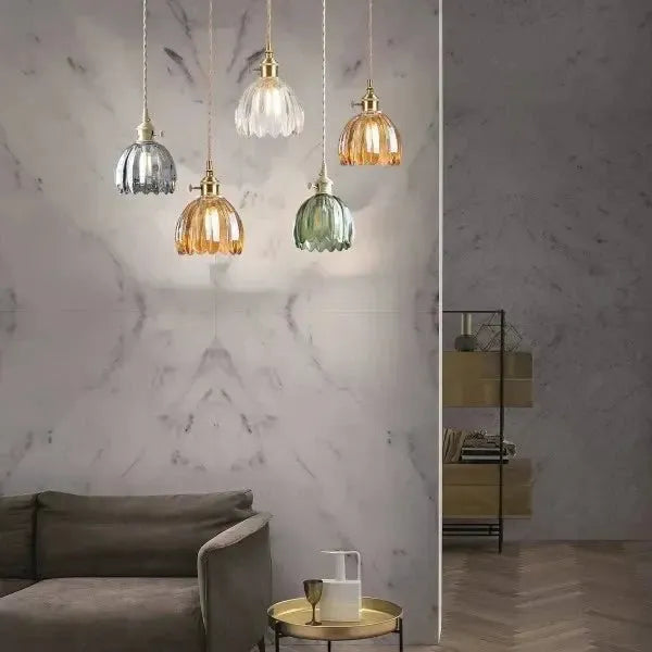 Elegant Glass Hanging Lamp in Flower Shape