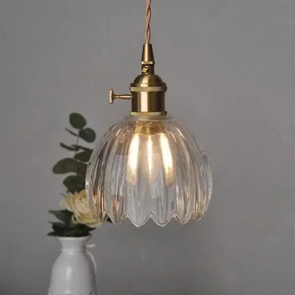Elegant Glass Hanging Lamp in Flower Shape