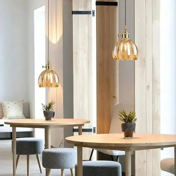 Elegant Glass Hanging Lamp in Flower Shape
