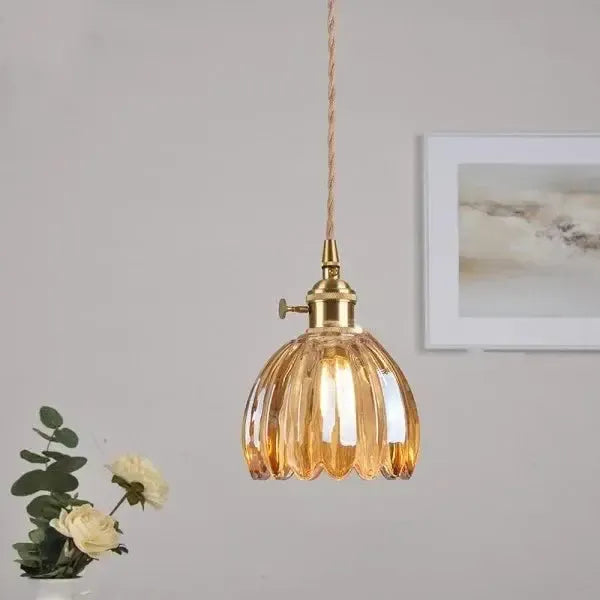 Elegant Glass Hanging Lamp in Flower Shape