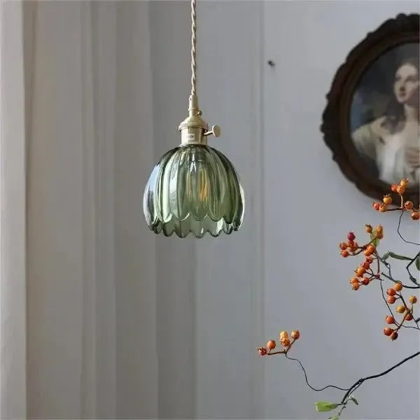 Elegant Glass Hanging Lamp in Flower Shape