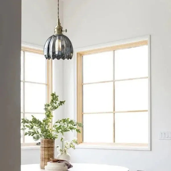 Elegant Glass Hanging Lamp in Flower Shape