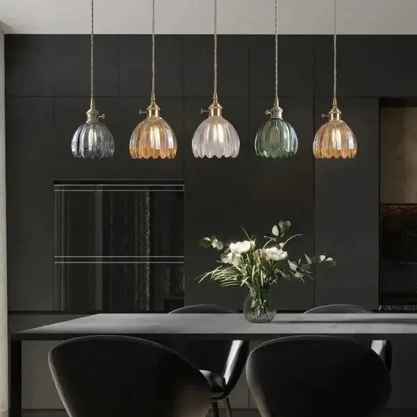 Elegant Glass Hanging Lamp in Flower Shape