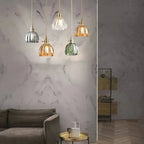 Elegant Glass Hanging Lamp in Flower Shape