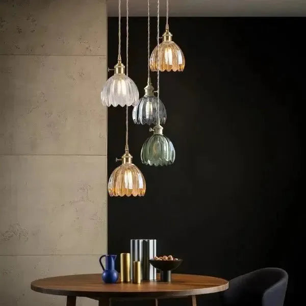 Elegant Glass Hanging Lamp in Flower Shape